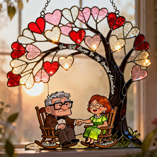 You Are My Greatest Adventure - Personalized Mouse Window Hanging Suncatcher Ornament