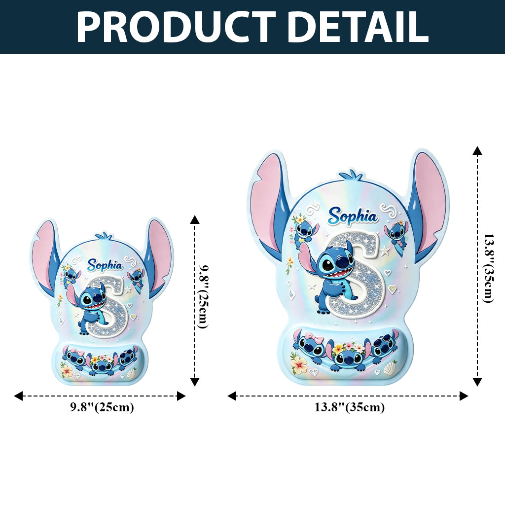 Cute Blue Alien With Letter - Personalized Ohana Mouse Pad Custom Shape