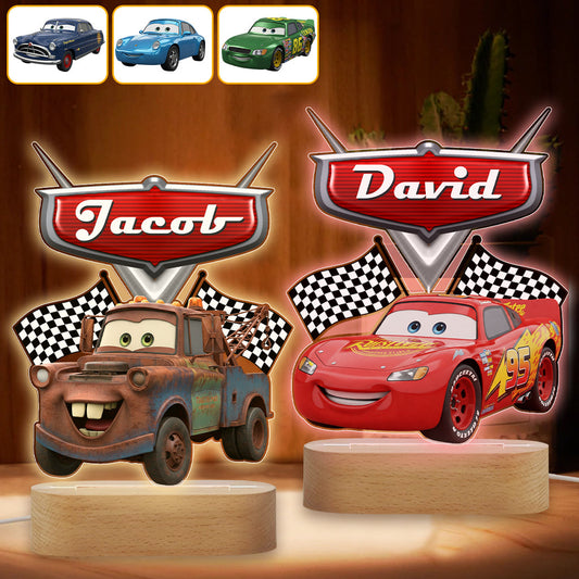 Faster Than Fast - Personalized Cars Shaped Plaque Light Base