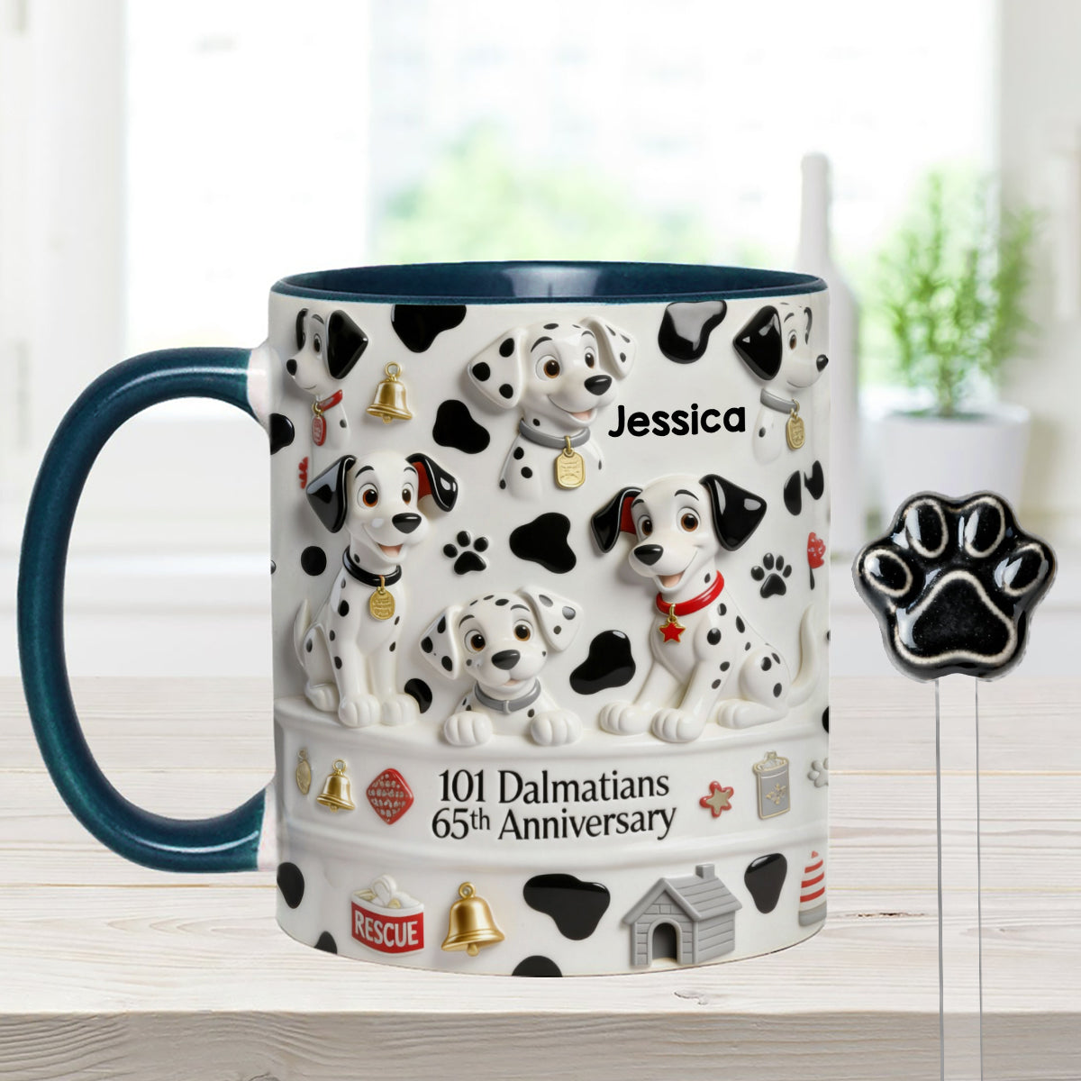 65th Anniversary - Personalized Mouse Set Accent Mug with Acrylic Stirrers