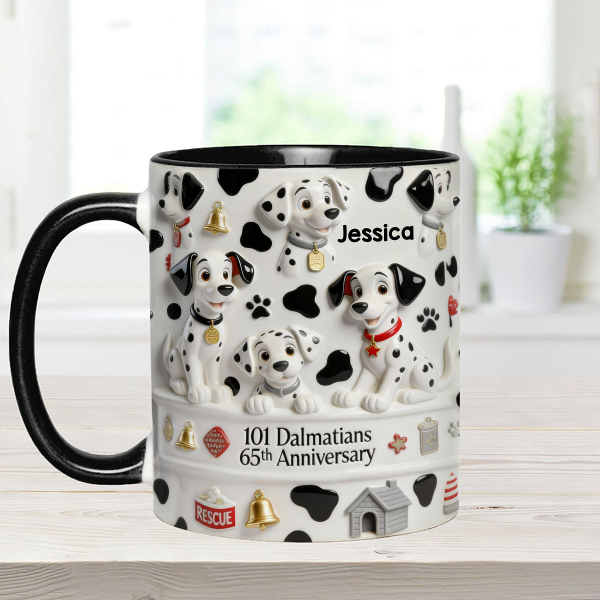 65th Anniversary - Personalized Mouse Set Accent Mug with Acrylic Stirrers