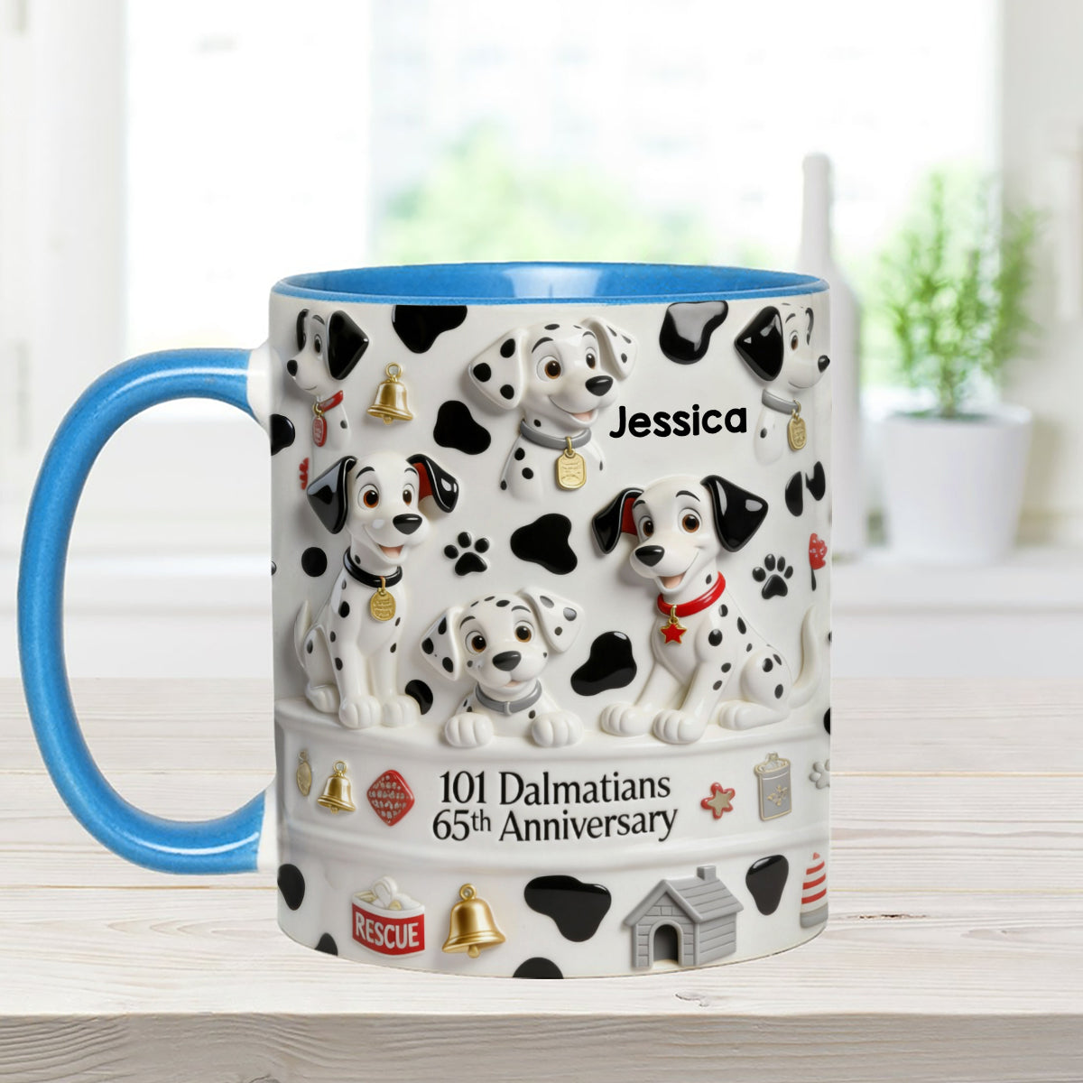65th Anniversary - Personalized Mouse Set Accent Mug with Acrylic Stirrers