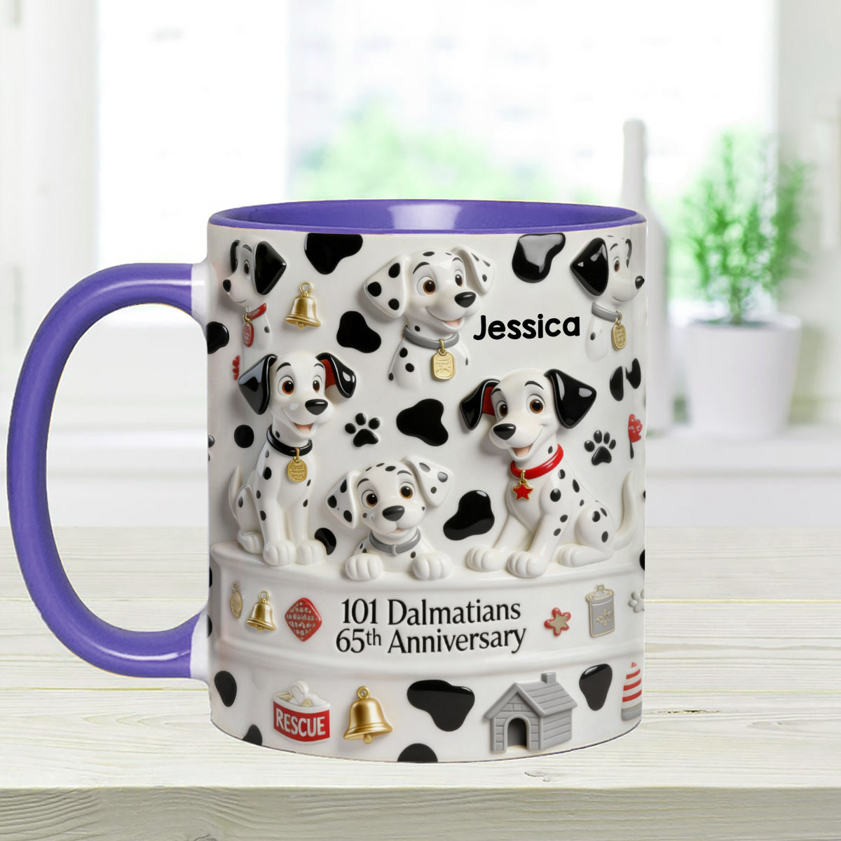 65th Anniversary - Personalized Mouse Set Accent Mug with Acrylic Stirrers