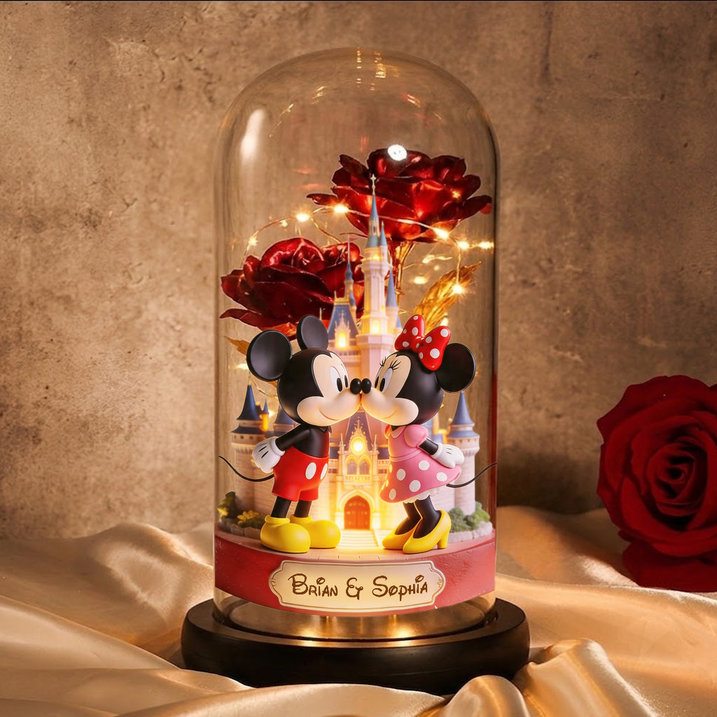 Our Journey - Personalized Dream Trip Glowing Roses Glass Dome