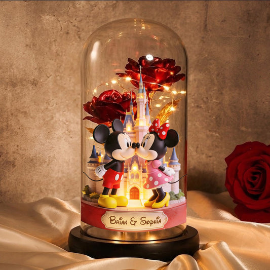 Our Journey - Personalized Dream Trip Glowing Roses Glass Dome