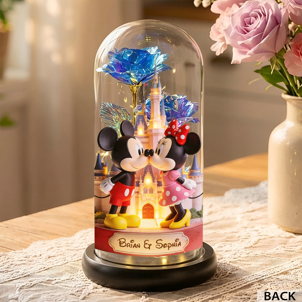 Our Journey - Personalized Dream Trip Glowing Roses Glass Dome