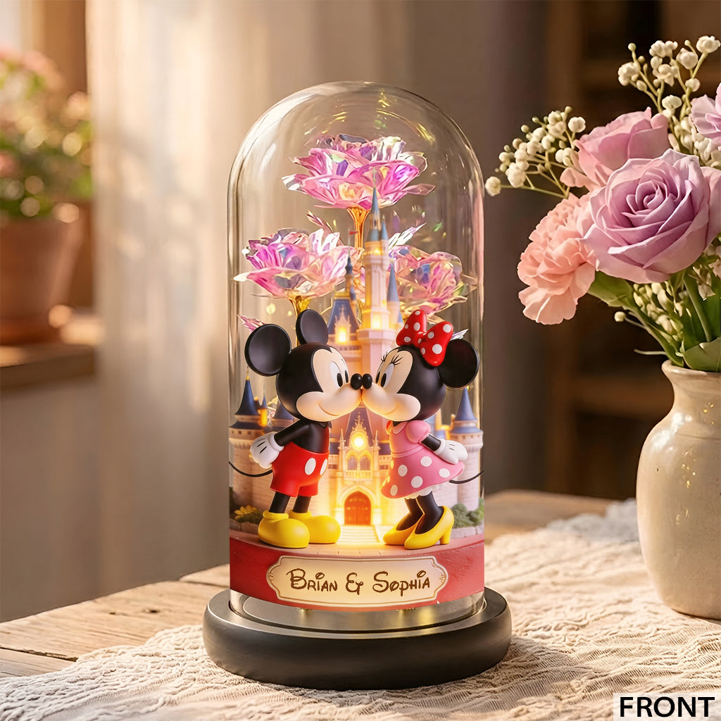 Our Journey - Personalized Dream Trip Glowing Roses Glass Dome