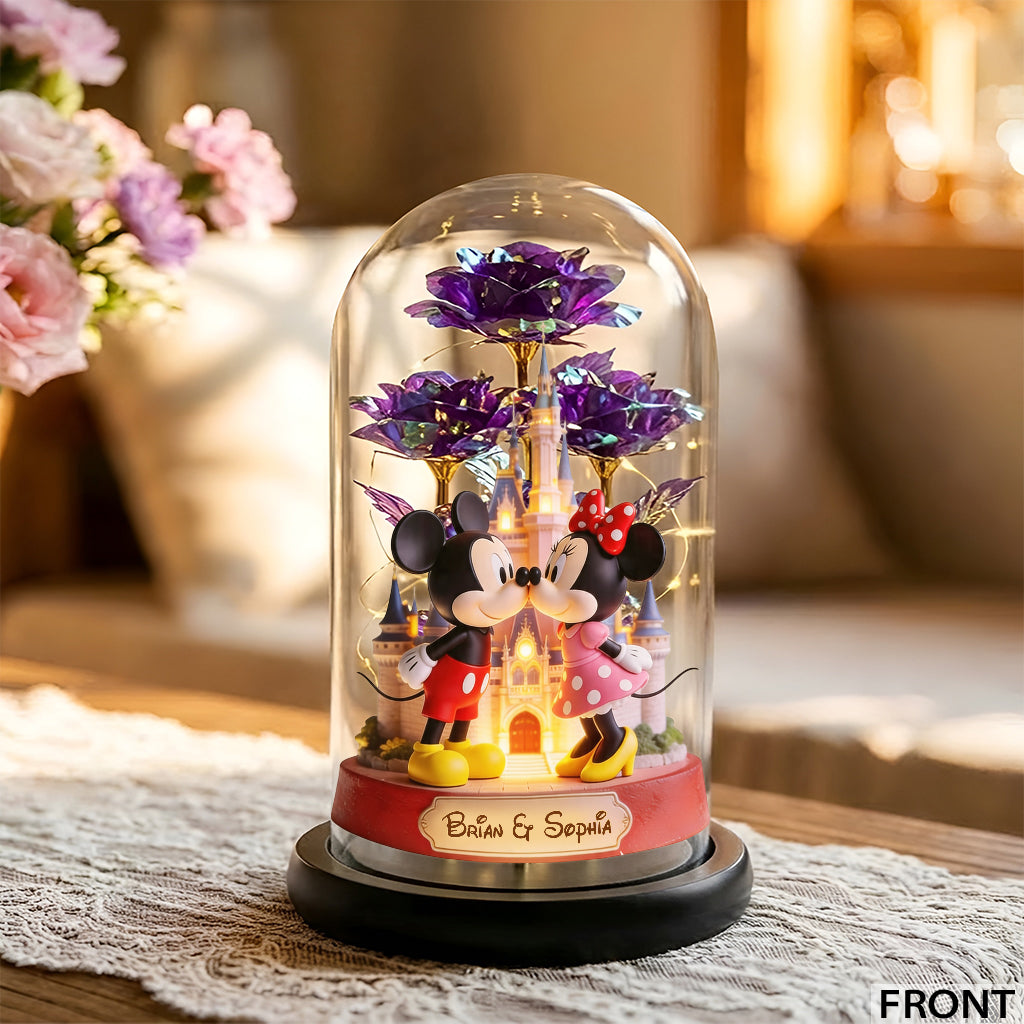 Our Journey - Personalized Dream Trip Glowing Roses Glass Dome