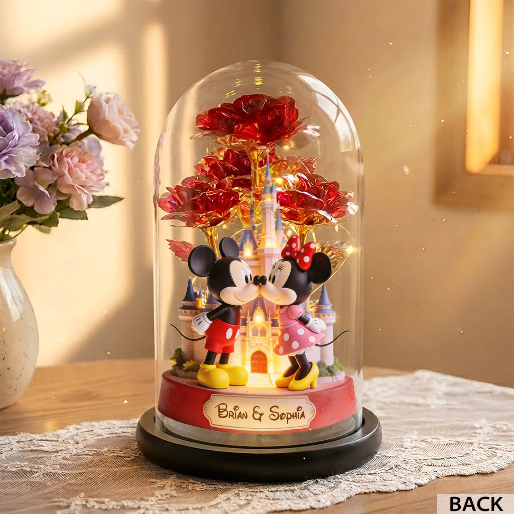 Our Journey - Personalized Dream Trip Glowing Roses Glass Dome