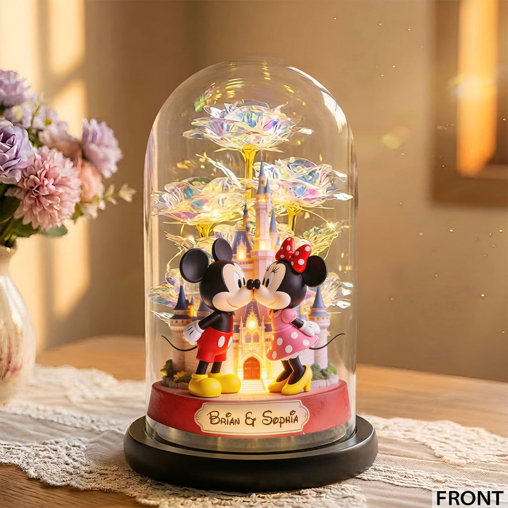 Our Journey - Personalized Dream Trip Glowing Roses Glass Dome