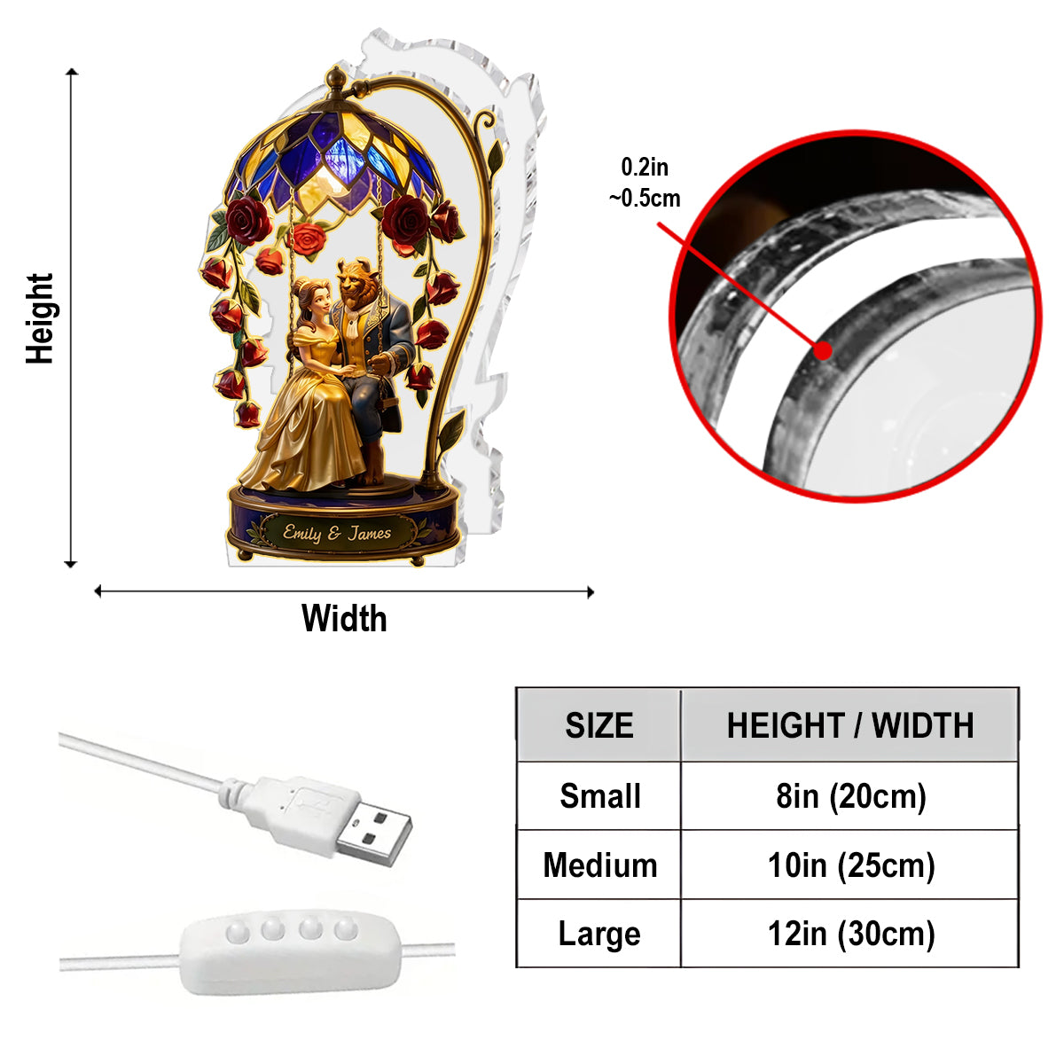 Tale As Old As Time - Personalized Beauty And The Beast Acrylic LED Night Light