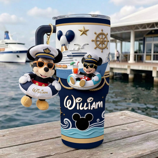 Magical Mouse Cruise - Personalized Disney Cruise Tumbler With Plush Charm