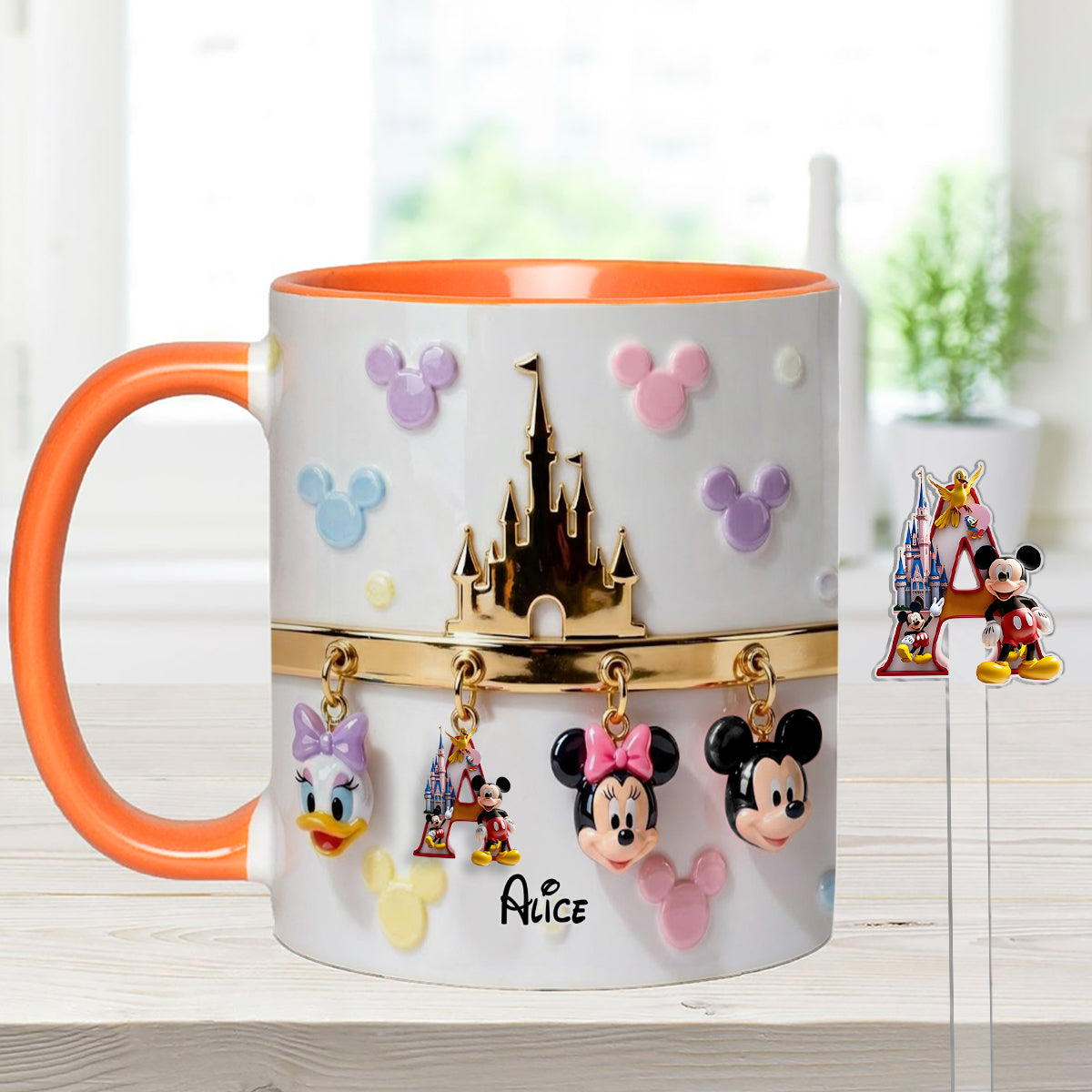 Magical Initial Name Letter - Personalized Mouse Set Accent Mug With Acrylic Stirrers