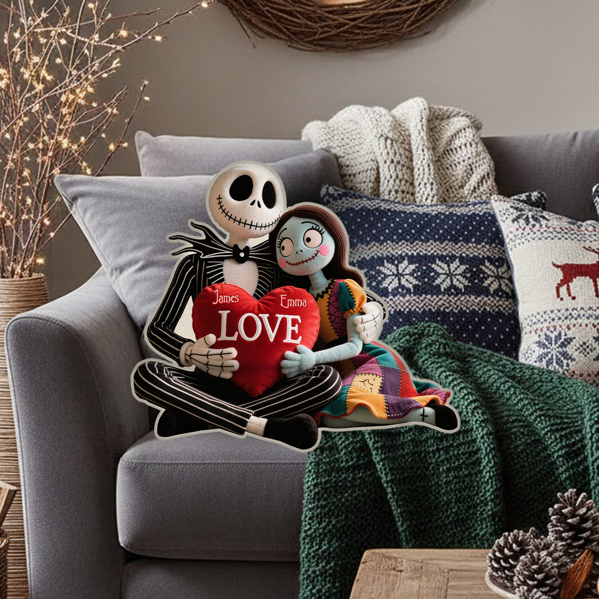 Perfect Gift For Couple - Personalized Nightmare Faux Fur Shaped Pillow