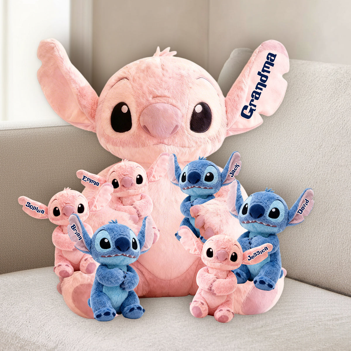 Mama Blue - Personalized Ohana Premium Faux Fur Pillow
