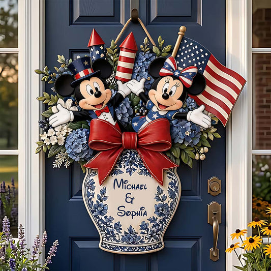 Celebrate Independence Day - Personalized Mouse Custom Shaped Wood Sign