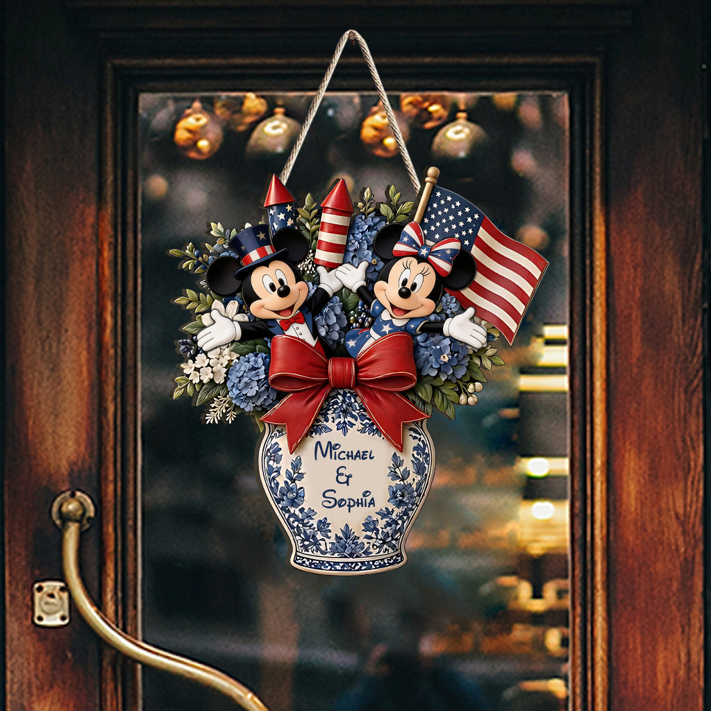 Celebrate Independence Day - Personalized Mouse Custom Shaped Wood Sign