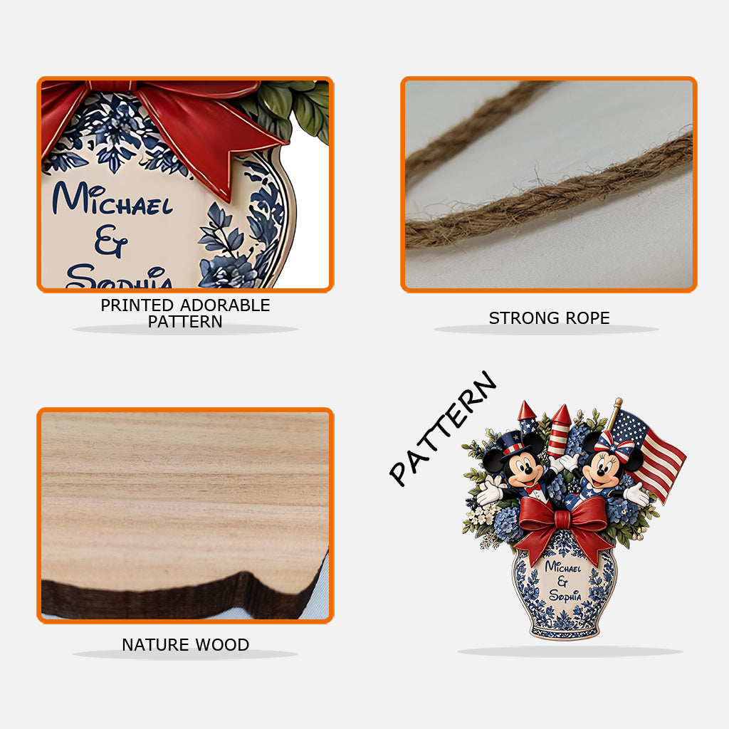 Celebrate Independence Day - Personalized Mouse Custom Shaped Wood Sign