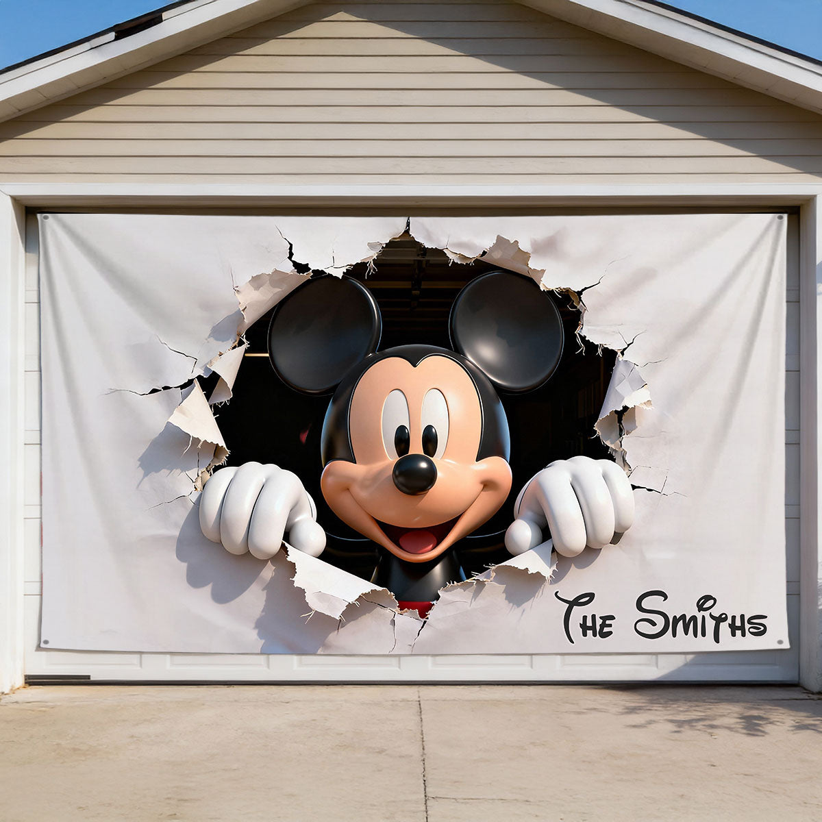 Peeking Mouse Head - Personalized Mouse Garage Door Banner