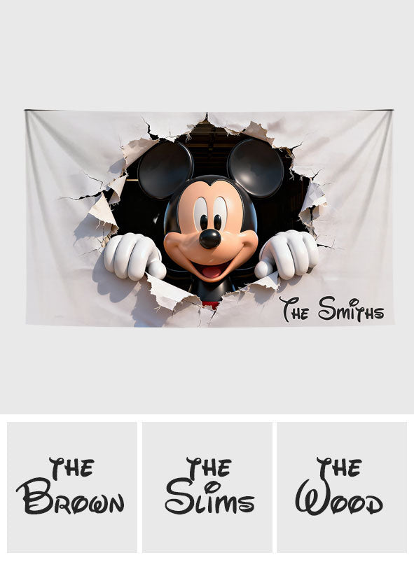 Peeking Mouse Head - Personalized Mouse Garage Door Banner