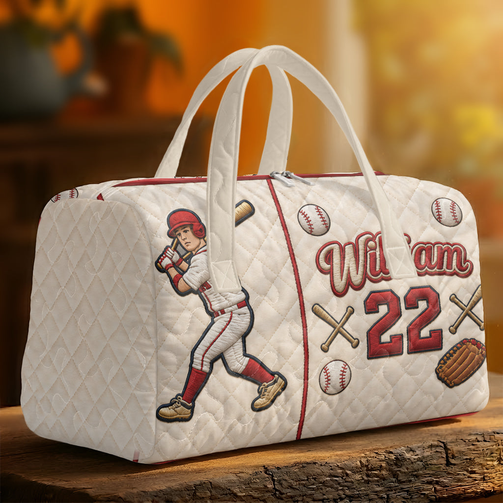 Born to Play Ball - Personalized Baseball Quilted Duffle Bag