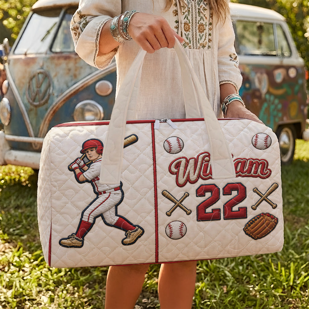 Born to Play Ball - Personalized Baseball Quilted Duffle Bag