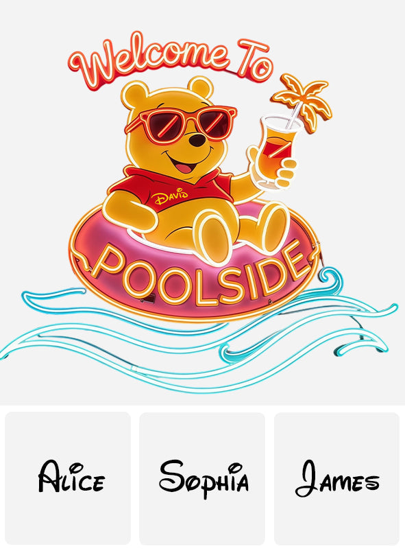 Welcome To Poolside - Personalized Yellow Bear Neon LED Light Sign