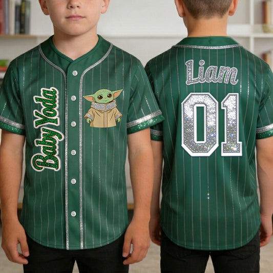 Cute Galaxy Alien - Personalized The Force Baseball Jersey