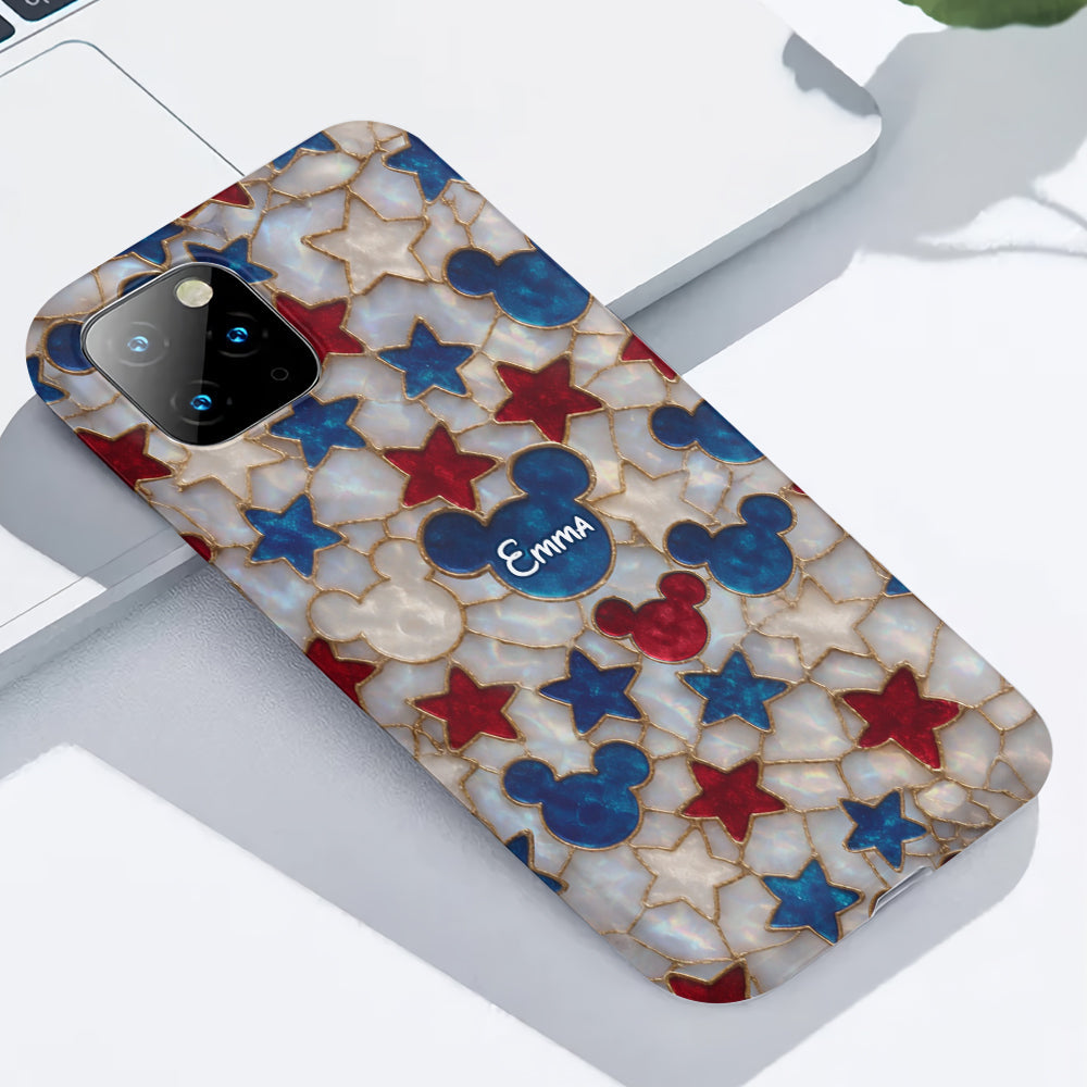 Red White Blue Stars Mouse Ears - Personalized Mouse Full Print Phone Case