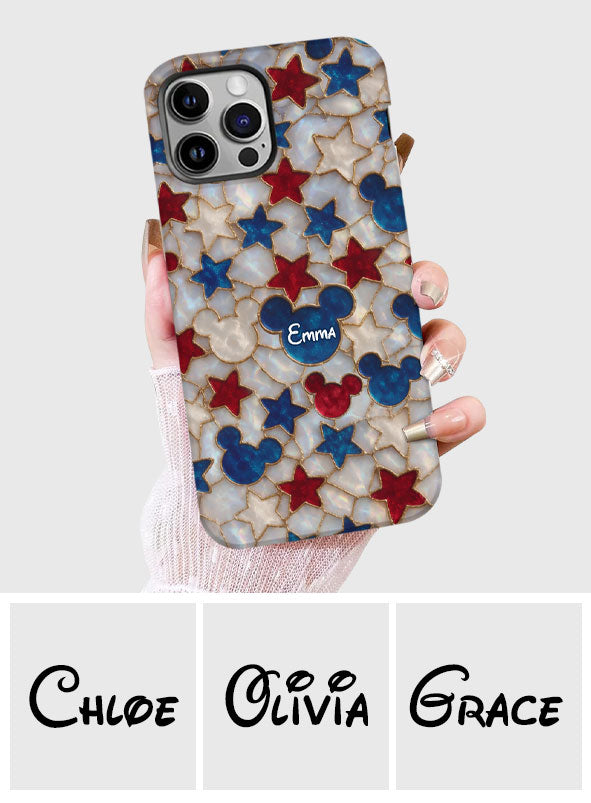 Red White Blue Stars Mouse Ears - Personalized Mouse Full Print Phone Case