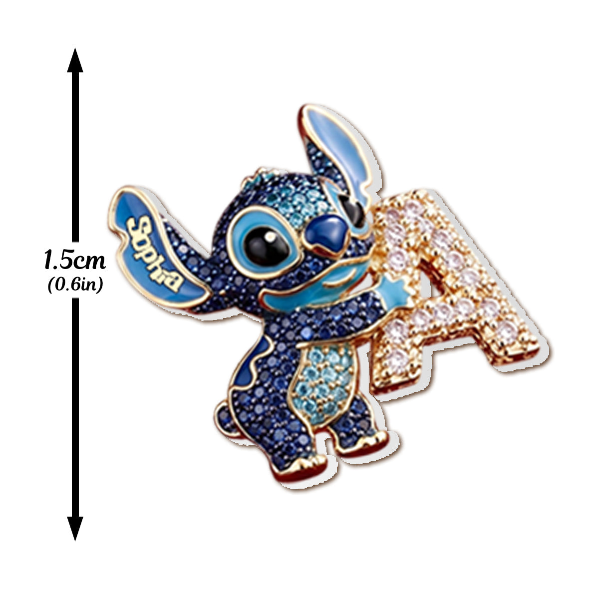 Cute Blue Alien With Letter - Personalized Ohana Stud Earrings