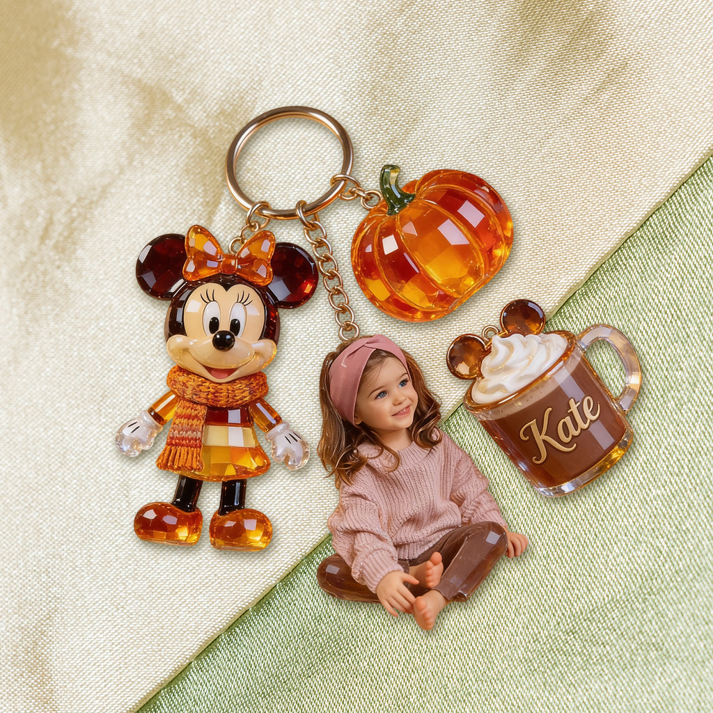 Fall Vibes - Personalized Mouse Premium Keychain With Charms