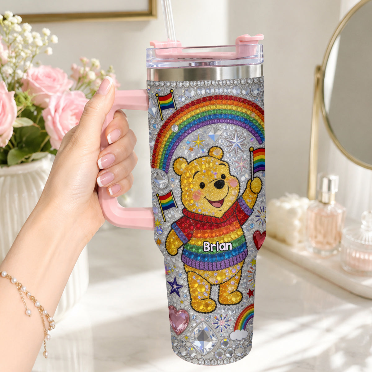 Love Is Love Pride Month - Personalized LGBT Support Tumbler With Plush Charm