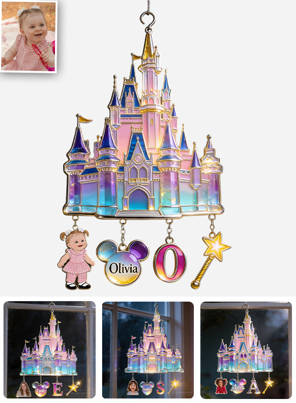 Magical Castle - Personalized Mouse Window Hanging Suncatcher With Charms