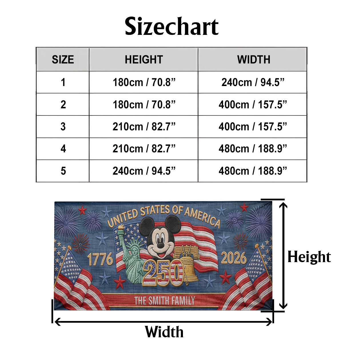 America 250th Anniversary - Personalized Mouse Garage Door Banner