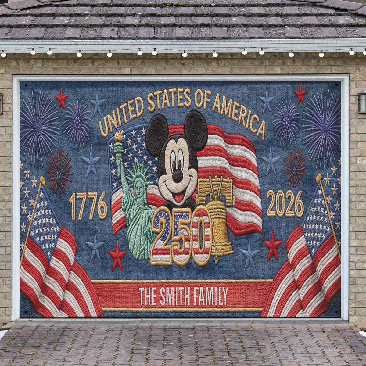 America 250th Anniversary - Personalized Mouse Garage Door Banner