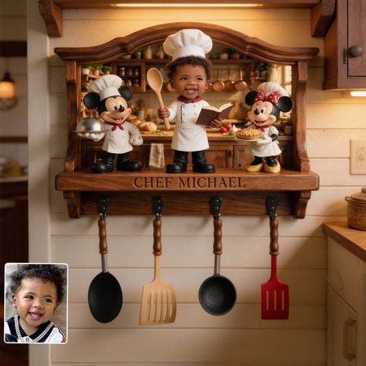 Funny Mouse & Chef Wall Hook Rack, Utensil Hooks, Kitchen Towel Hooks - Personalized Mouse Custom Shaped Wall Hook Rack