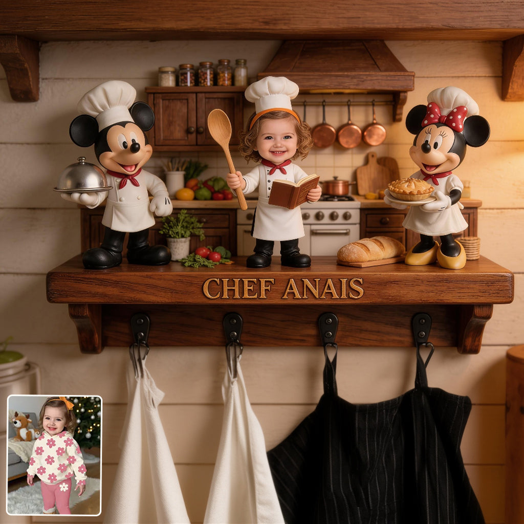 Funny Mouse & Chef Wall Hook Rack, Utensil Hooks, Kitchen Towel Hooks - Personalized Mouse Custom Shaped Wall Hook Rack