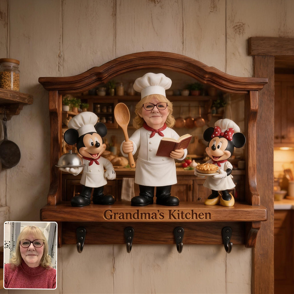 Funny Mouse & Chef Wall Hook Rack, Utensil Hooks, Kitchen Towel Hooks - Personalized Mouse Custom Shaped Wall Hook Rack