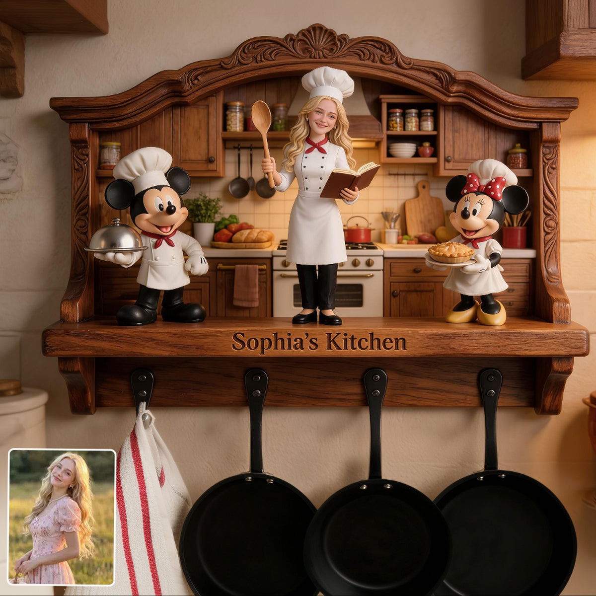 Funny Mouse & Chef Wall Hook Rack, Utensil Hooks, Kitchen Towel Hooks - Personalized Mouse Custom Shaped Wall Hook Rack