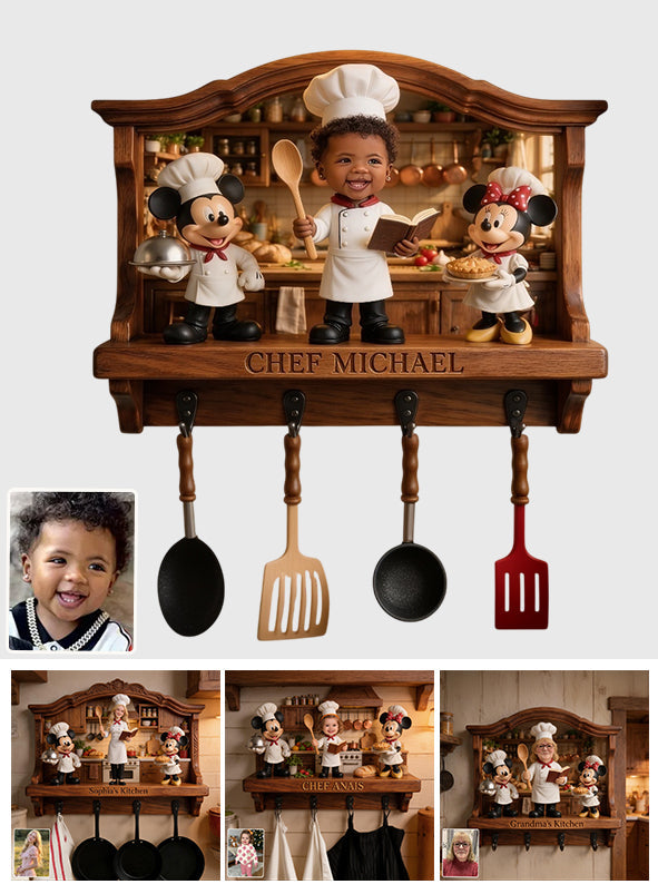 Funny Mouse & Chef Wall Hook Rack, Utensil Hooks, Kitchen Towel Hooks - Personalized Mouse Custom Shaped Wall Hook Rack
