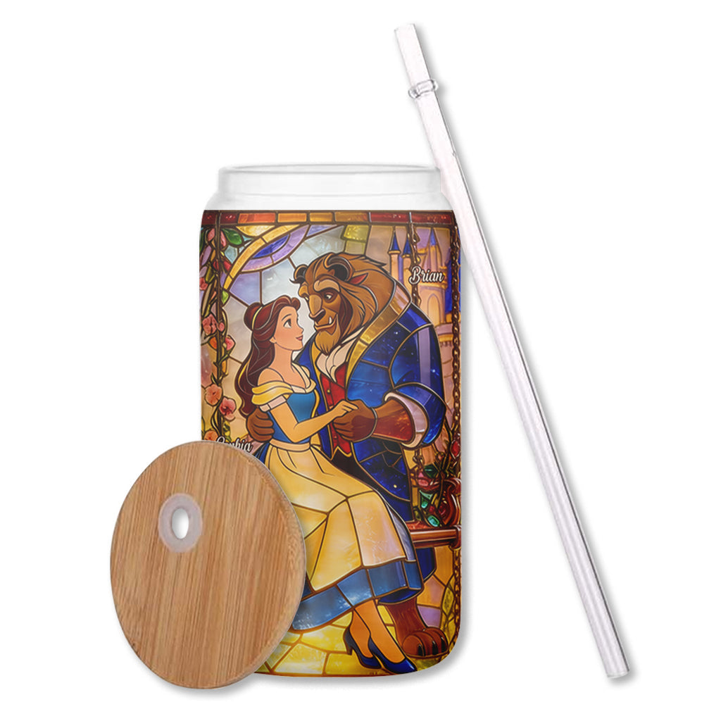 Romantic Couple - Personalized Beauty And The Beast Can Glass