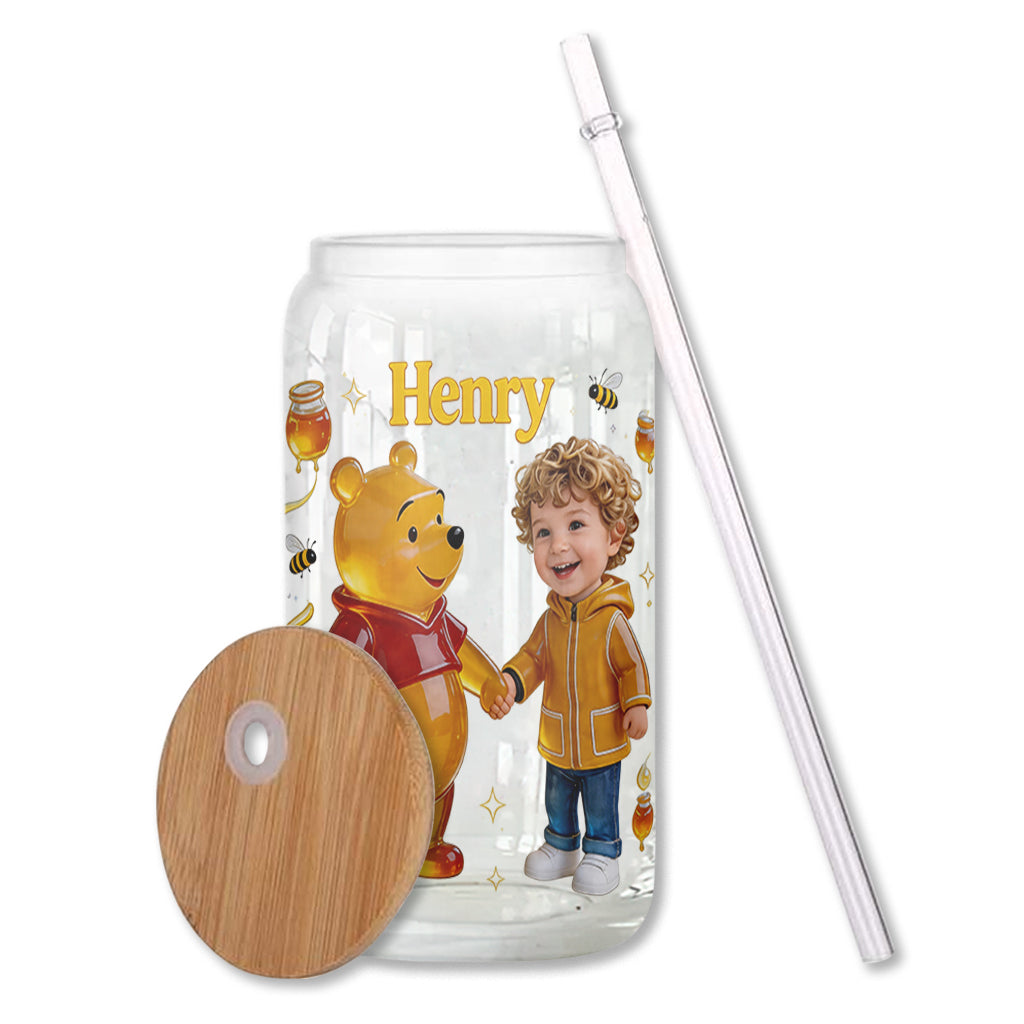 Besties Forever - Personalized Yellow Bear Can Glass