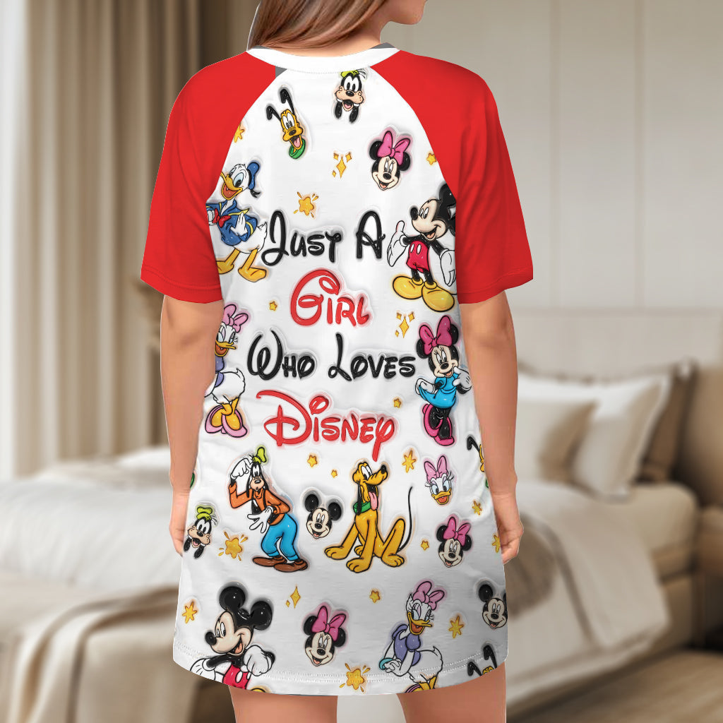 Just A Girl Who Loves Magic - Personalized Mouse Sleep T-shirt Dress