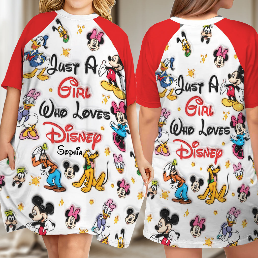 Just A Girl Who Loves Magic - Personalized Mouse Sleep T-shirt Dress