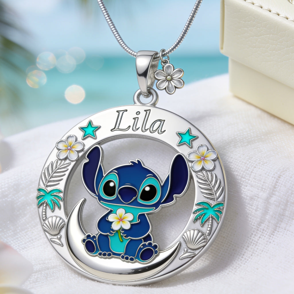 Ohana - Personalized Ohana Shaped Metal Pendant Necklace