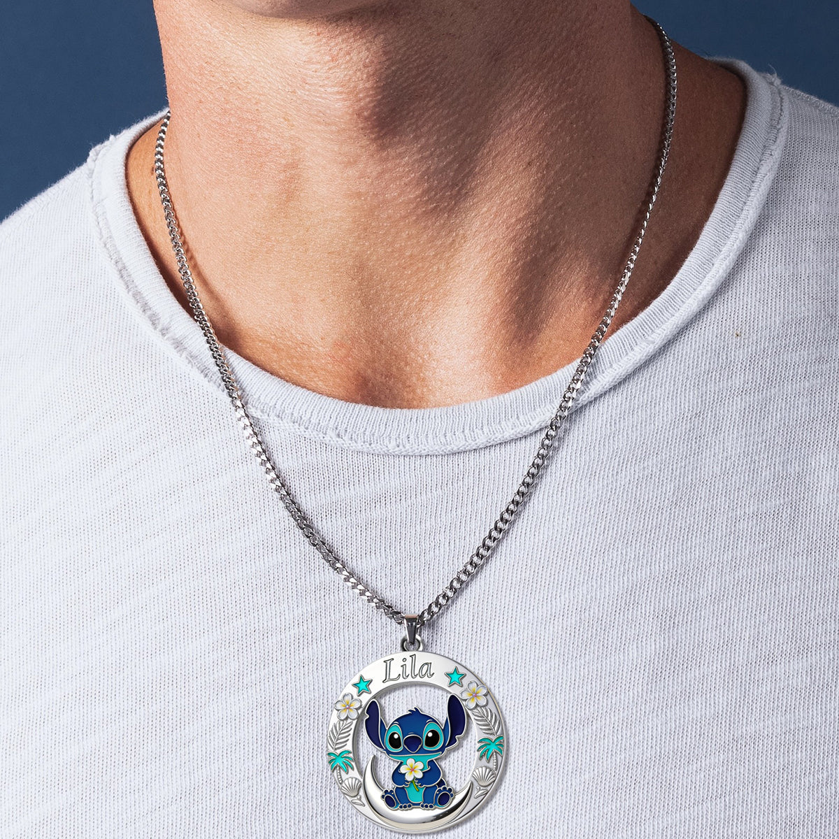 Ohana - Personalized Ohana Shaped Metal Pendant Necklace