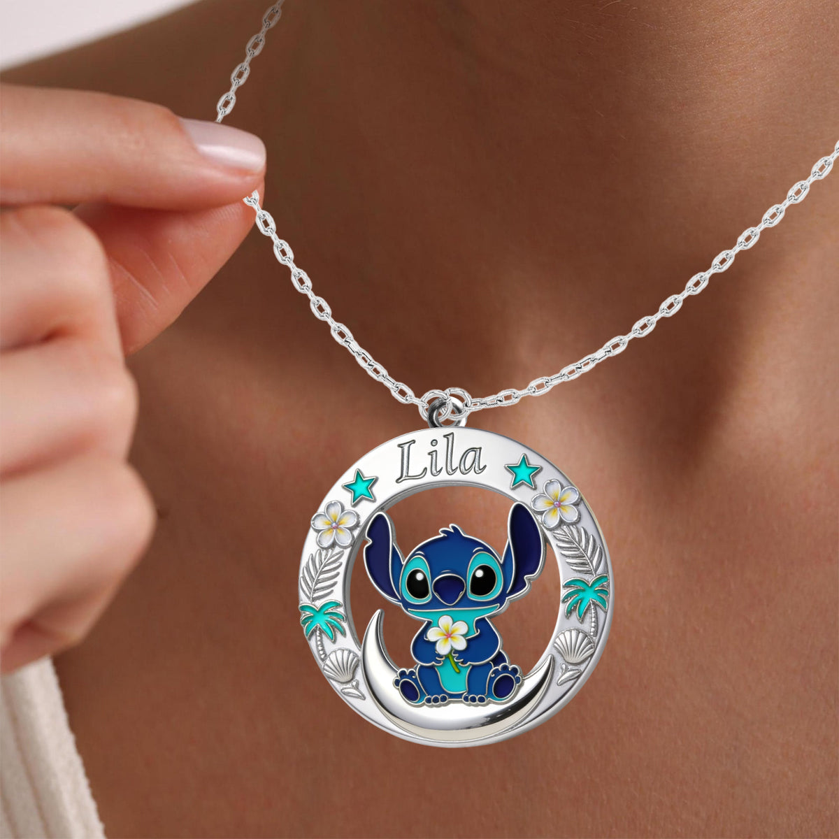 Ohana - Personalized Ohana Shaped Metal Pendant Necklace