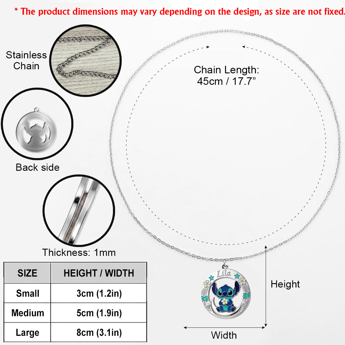 Ohana - Personalized Ohana Shaped Metal Pendant Necklace