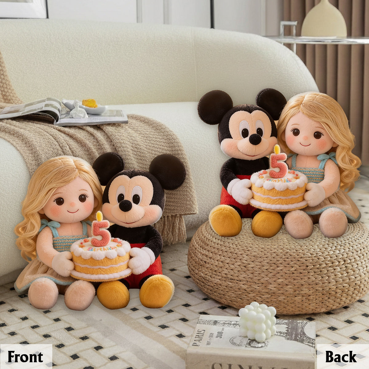Cartoon Mouse & Friend, Birthday Gift - Personalized Kid Premium Faux Fur Pillow